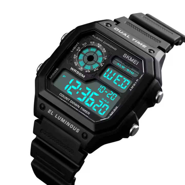 SKMEI-reloj deportivo Digital para hombre, cronógrafo con correa de PU, multifunción, resistente al agua, alarma, 1299 SKMEI-reloj deportivo Digital para hombre, cronógrafo con correa de PU, multifunción, resistente al agua, alarma, 1299