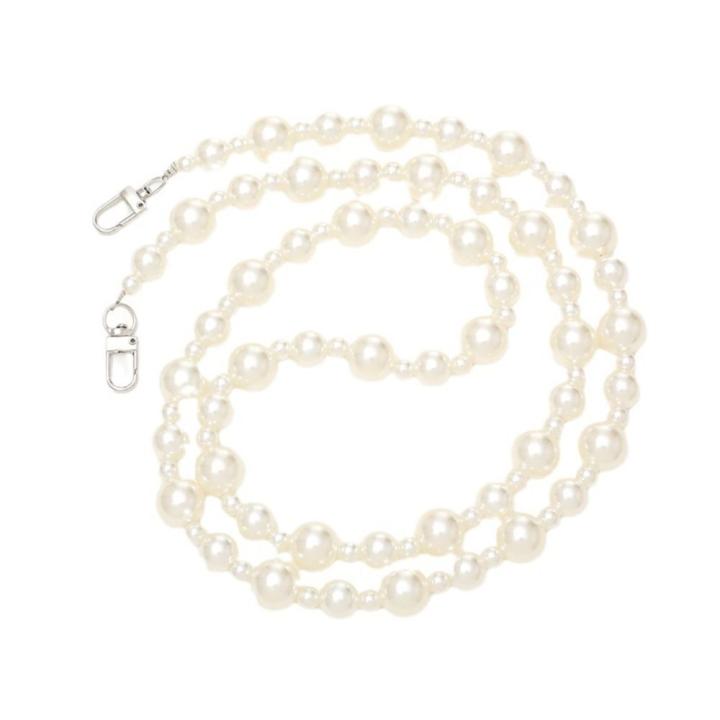 Cordón Con Perlas Y Lazo Para Teléfono - Correa De Muñeca Antipérdida Y Llavero, Color Blanco