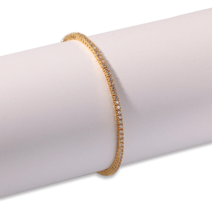 Pulsera Con Hebilla De Cadena De Tenis De Moissanita Simple Oro De 14 Pulsera con hebilla de cadena de tenis de moissanita simple oro de 14