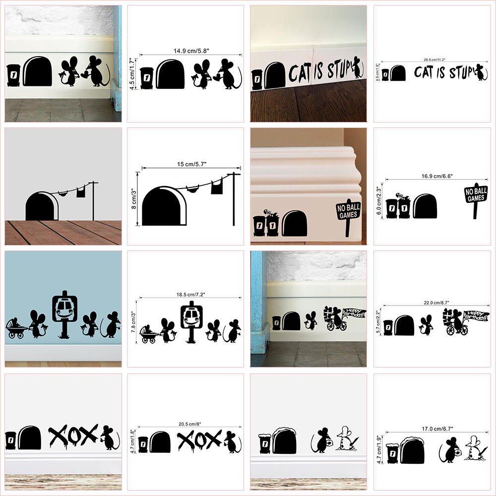 Calcoanías Reovibles De Pared De Ratón De Dibujos Aniados