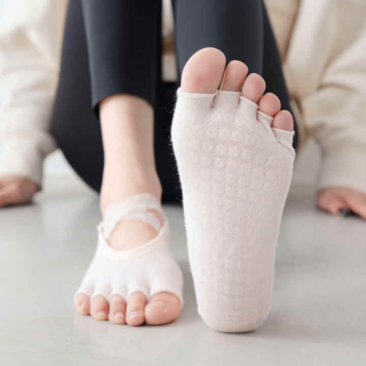 Pilates 5 dedos del pie antideslizantes calcetines Fitness mujeres  antideslizante profesional algodón suave cinco dedos calcetines de silicona