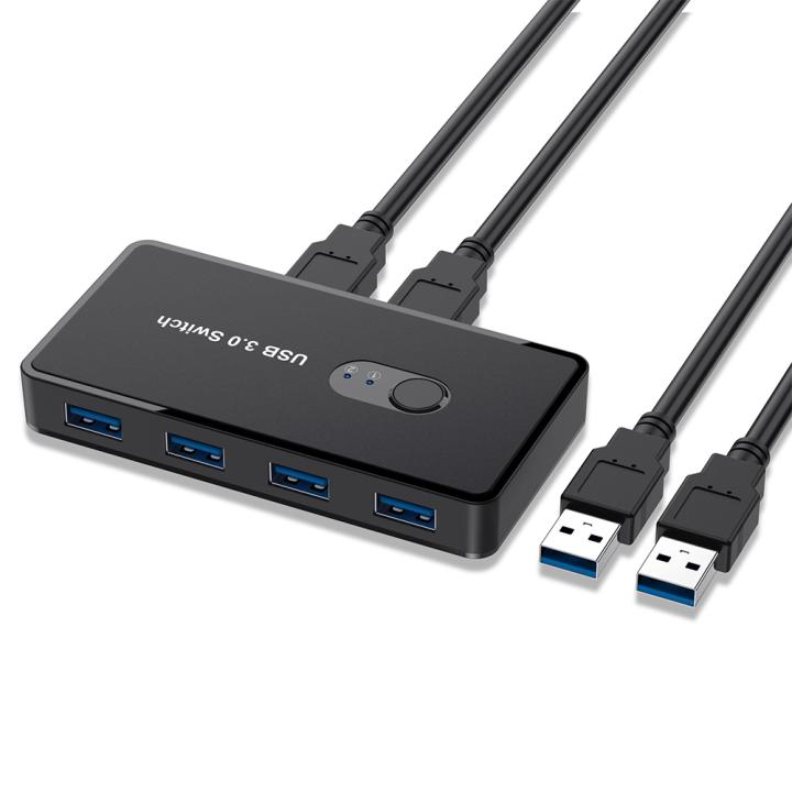 Lindy Switch USB 3.0 A 4 Porte – Commutatore Per Condividere Tastiera, Mouse E Altri Dispositivi Tra Due Computer