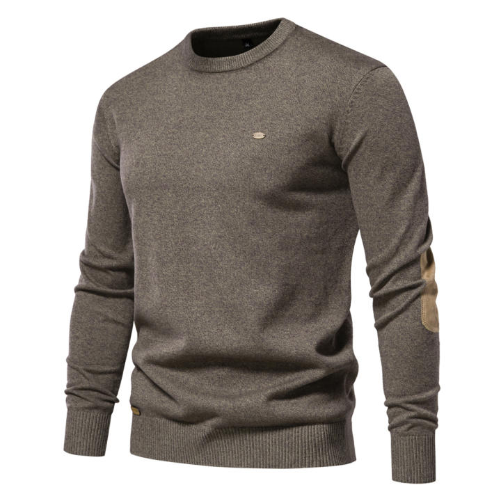 Suéter De Algodón Gris Claro De Otoño Para Hombre, Suéter De Punto