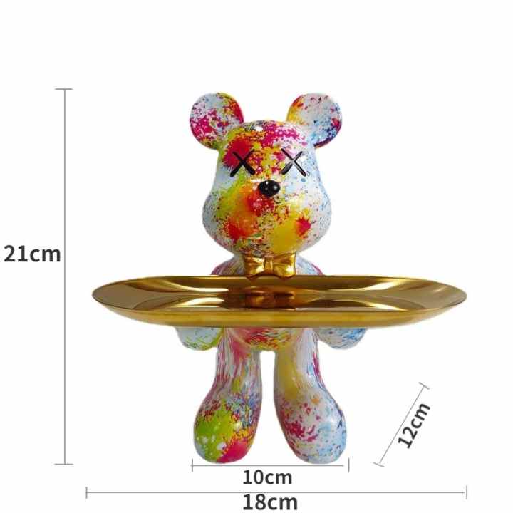 Estatua De Oso Con Farolillo Solar - Decoración De Jardín, Resistente Al Agua, Luz LED Automática, Resina Pintada A Mano, 20x12x10 Cm