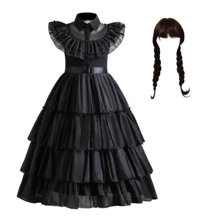 Vestido negro esponjoso vestido de tul negro vestido gotchic