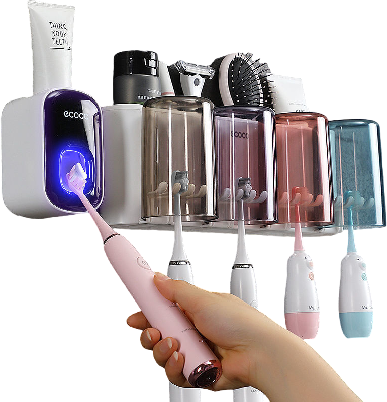  Paquete de 2 soportes para cepillos de dientes de montaje en  pared para baño, ducha, soporte de cepillo de dientes para cepillo de  dientes eléctrico, pasta de dientes, maquinilla de afeitar