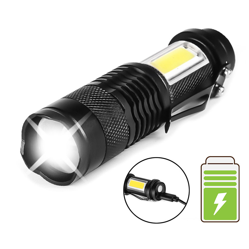 Mini Linterna LED recargable usar cuentas de lámpara de XPE + COB