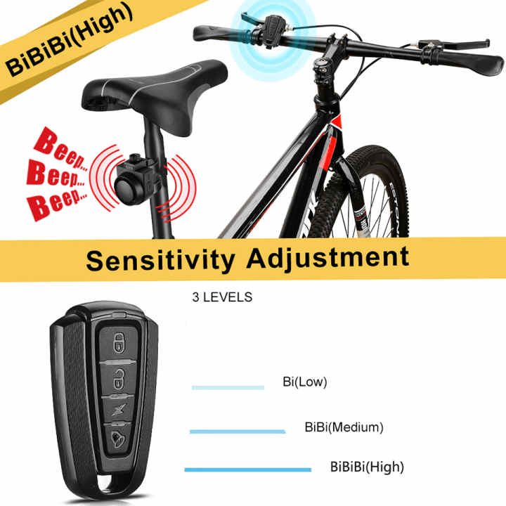Alarma de Bicicleta Inalámbrica Carga USB Scooter de Bicicleta Control  Remoto Detector Antirrobo Alarma de Sonido Fuerte