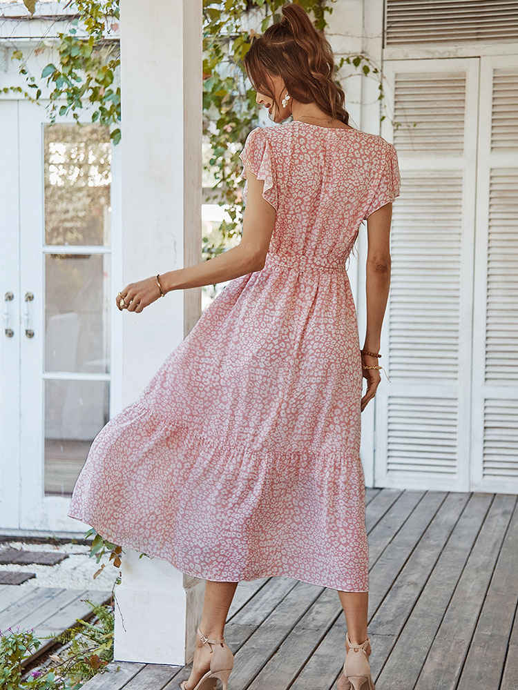 Maxigerui Vestido Largo De Verano Con Estampado Floral Bohemio Para Mujer, Color Verde, Talla M, G # Estampado Floral Verde