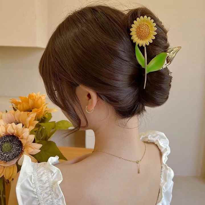 Pinza de pelo con forma de flor de Corea para mujeres y niñas, pasador de  cangrejo, pinzas para el cabello, horquillas de cola de caballo, pasador de  baño, accesorios para la cabeza 