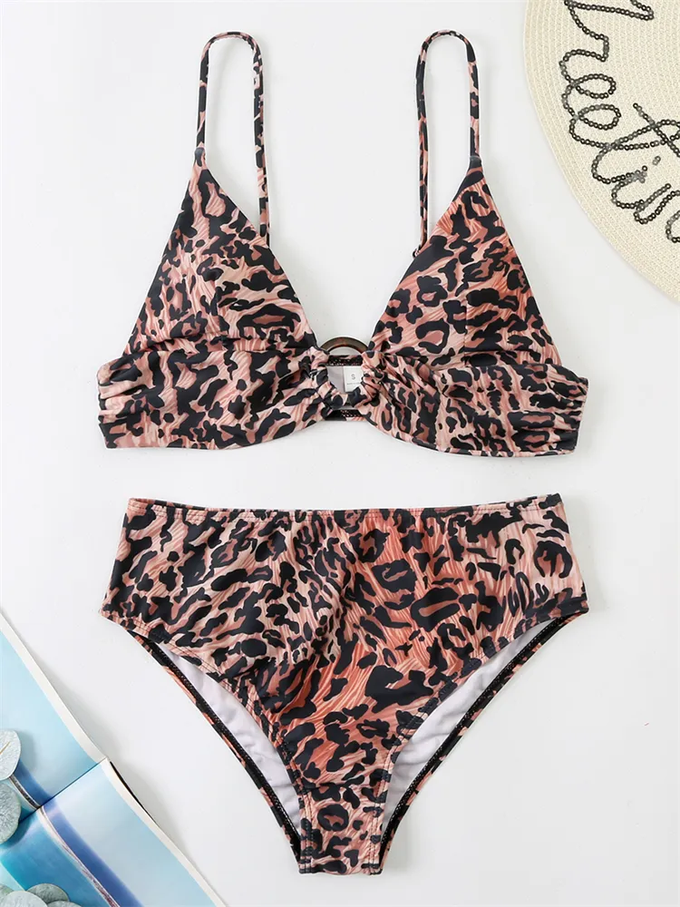 lotería Insistir Intrusión Conjunto de Bikini con estampado de leopardo para mujer, traje de baño con  Tanga de cintura alta y Espalda descubierta, cintura alta, 2023 | Miravia