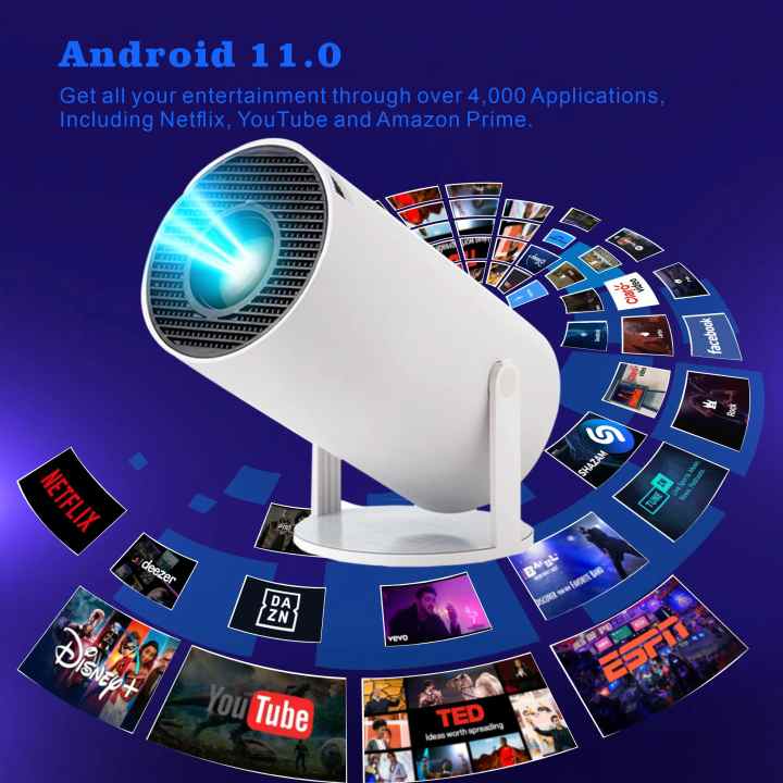 Proyector Inteligente 4K, Android 11, HY300, WIFI, Bluetooth, Cine En Casa