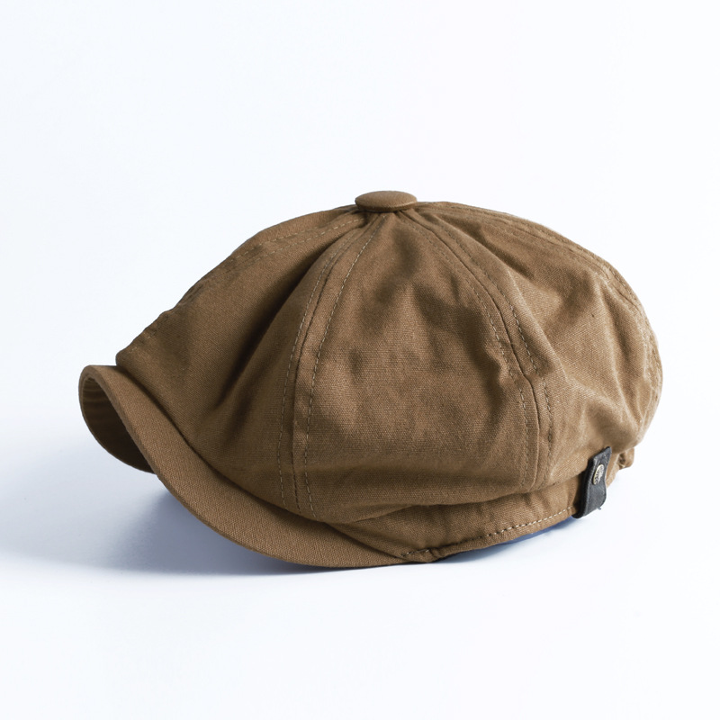 Boina de cuero para hombre, gorro plano, ajustable, de alta calidad, estilo  Retro, para exteriores, Otoño