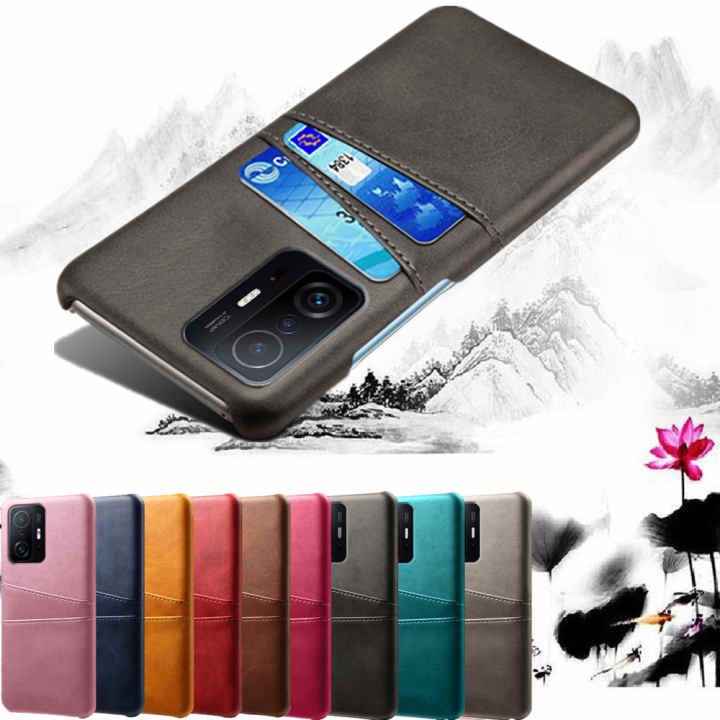 Custodia Xiaomi Mi 11T in pelle PU marrone con linea