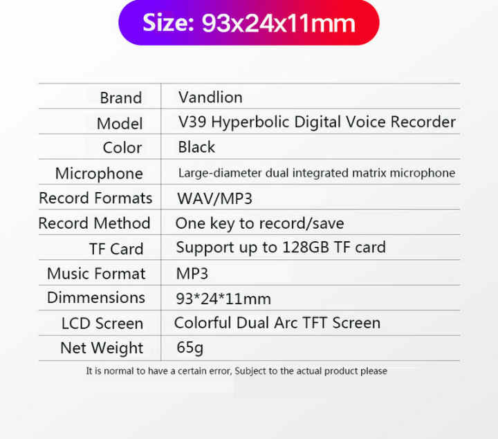 Grabadora de voz profesional V35, grabadora de Audio, dictáfono, MP3,  pantalla LED, compatible con memoria de