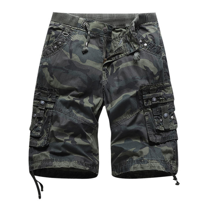 Pantalones Cortos Cargo Vintage Para Hombre - Camuflaje, 100% Algodón, Corte Relajado