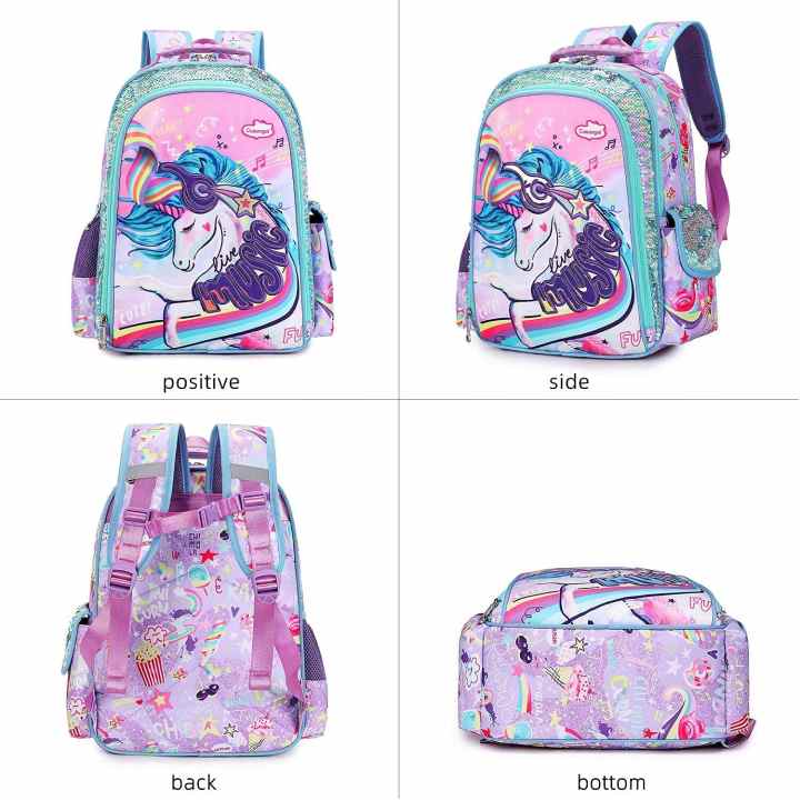 Mochila de unicornio para niñas con juego de lonchera Kawaii para niños  pequeños, bonita bolsa de escuela primaria para jardín de infantes, Juego  rosa