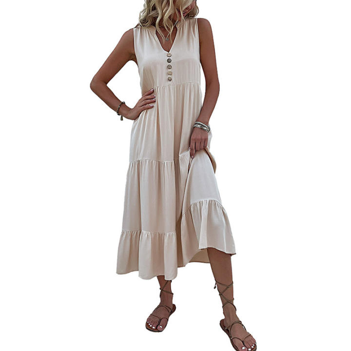 Belle Poque - Vestido De Verano Para Mujer, Estilo Clásico, Sin Mangas