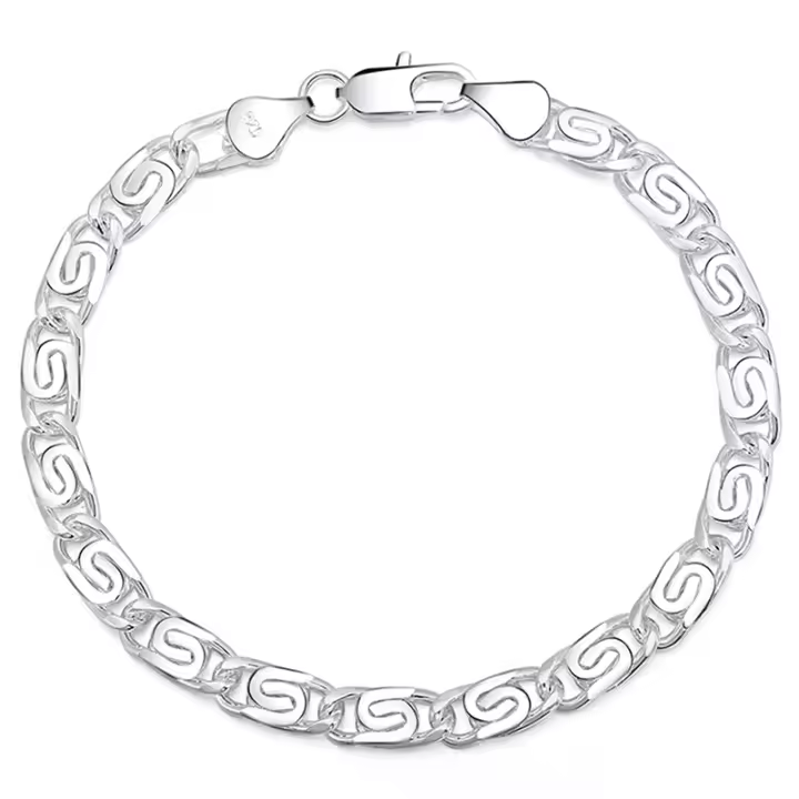 Pulsera de cadena con Clip de papel de plata de ley 925, joyería de moda Pulsera de cadena con Clip de papel de plata de ley 925, joyería de moda