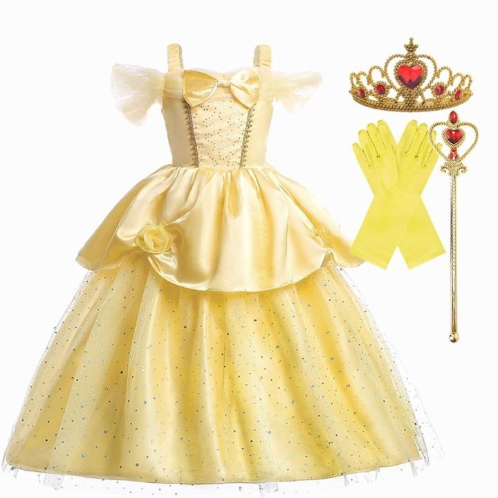Foierp Vestido De Princesa Peach Para Niñas – Disfraz De Cosplay Con Corona Y Varita Para Halloween Y Cumpleaños