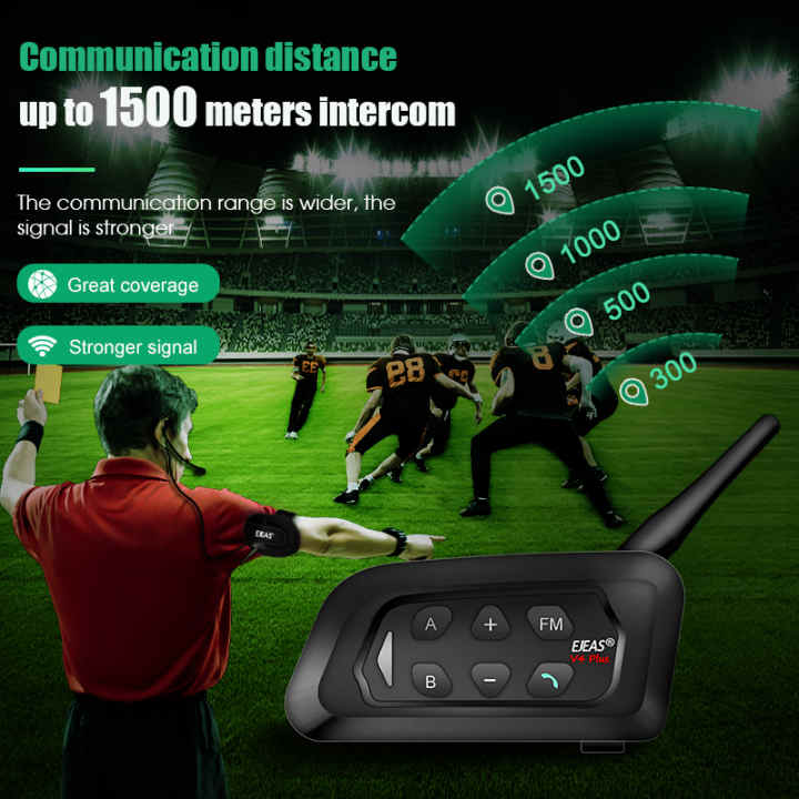 Intercomunicador para árbitro de fútbol, interfono inalámbrico para fútbol,  4 Usuarios, V4C, 1200M, Full Duplex, Bluetooth