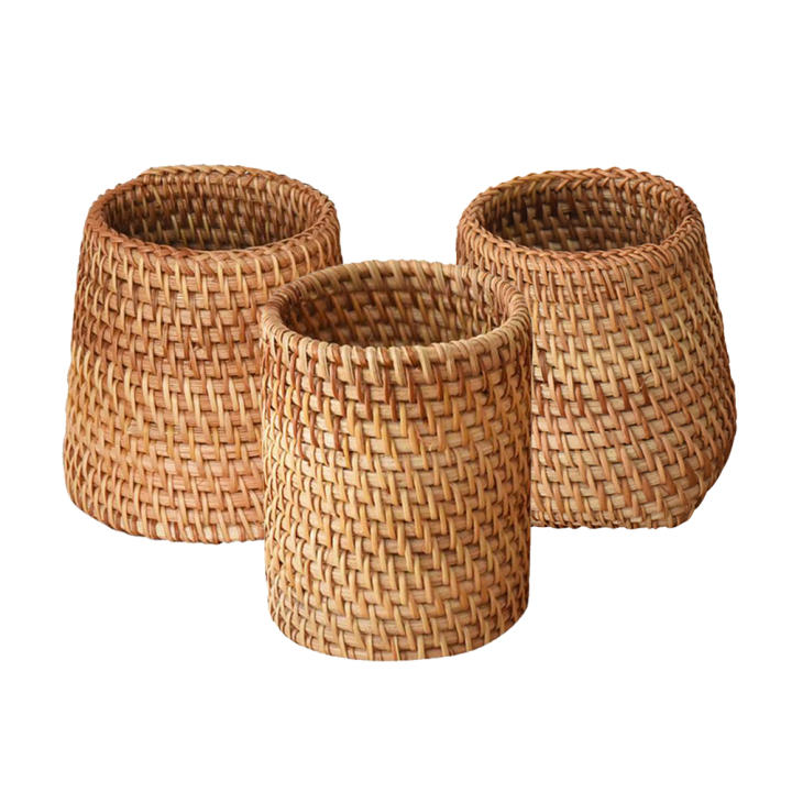 Portalápices De Ratán De 10 Cm, Organizador De Bolígrafos De Mimbre