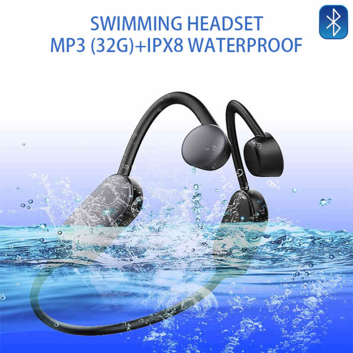 Auriculares inalámbricos de conducción ósea, cascos impermeables IPX8,  deportivos, para natación, 32G, MP3, Bluetooth 5,3, con micrófono, gancho  para