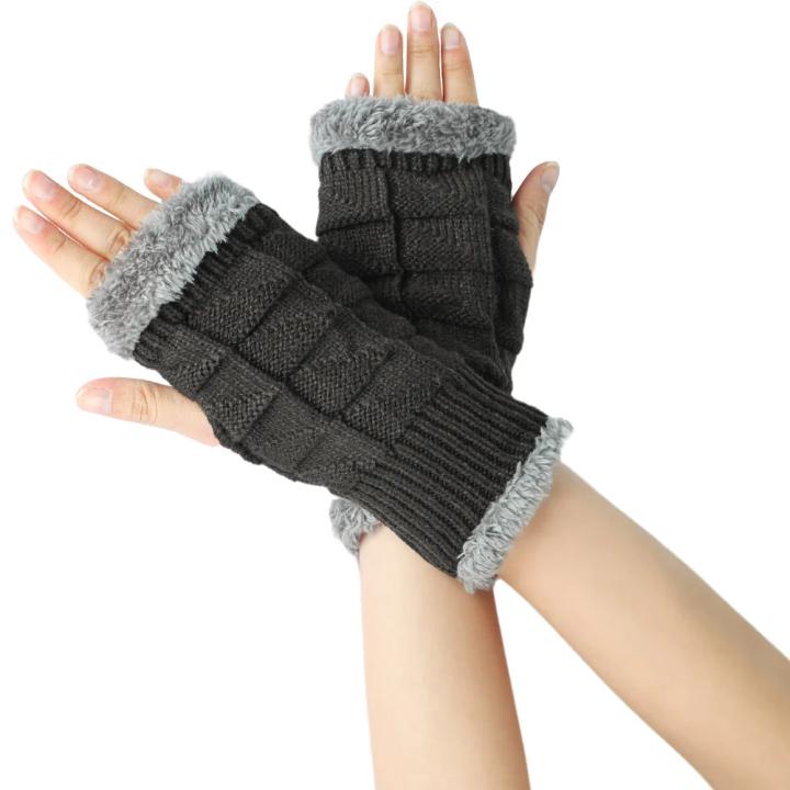 Guantes gruesos de lana para mujer, calentadores de brazo de punto ...