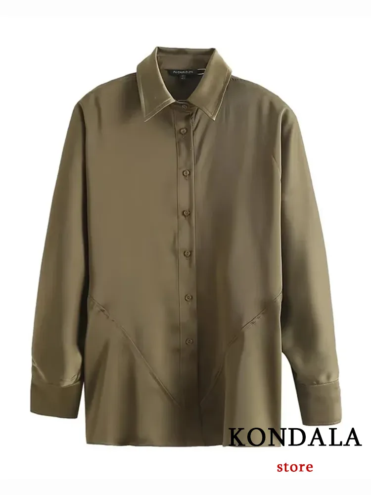 Blusas plisadas de manga para camisas de satén un solo botón para oficina, Tops elegantes a moda 2022 | Miravia