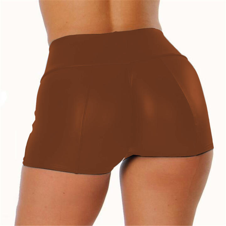 Shorts De Cuero Sintético Para Mujer, Estilo Sexy Efecto Mojado, Micro Shorts Para Fiestas Rave Y Festivales