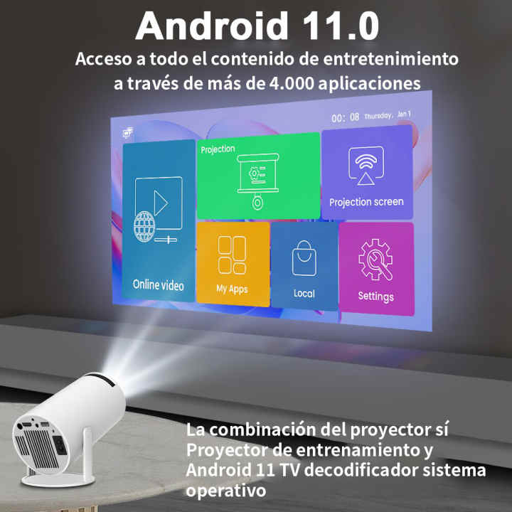Xiaomi-MINI proyector de vídeo 4K, dispositivo inteligente con Android 11,  WiFi 200, ANSI, BT5.0, 1280x720P, HY300, para cine en casa al aire libre
