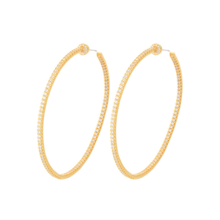 Aretes De Aro Grandes Con Forma De Flor De Circonita Cúbica, Con Forma De Trébol, Para Mujer, Oro Amarillo De 14 Quilates, Chapado En Plata, Latón De 1.5 Pulgadas De Diámetro
