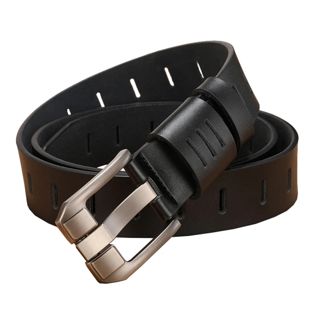 Cinturón de piel de vaca auténtica para hombre, cinturones de diseñador de lujo, hebilla de de alta calidad para pantalones vaqueros, hq038 | Miravia