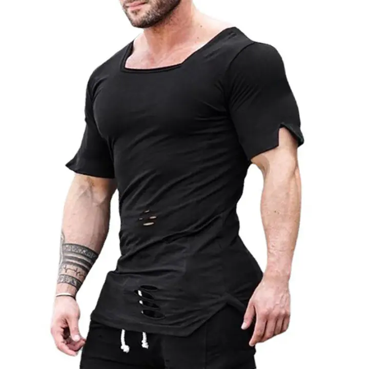 Camiseta cuello cuadrado para hombre hot sale