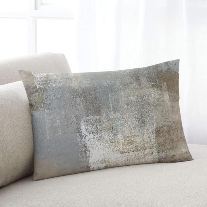 Funda De Almohada Decorativa Amarilla Y Gris - Abstracto Para Sofá O Cama - Tamaño 18x18 Pulgadas