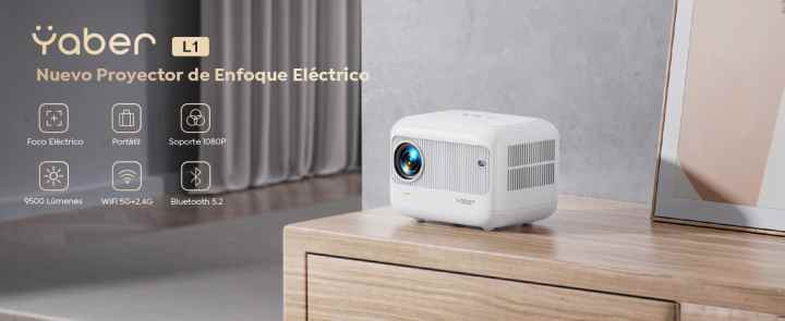 [Enfoque eléctrico] Mini proyector con WiFi 5G y Bluetooth 5.2, YABER 15000  lúmenes 1080P proyector para exteriores compatible con corrección