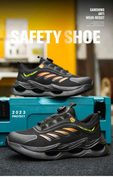 Comprar Zapatillas de trabajo transpirables para hombre, zapatos de  seguridad deportiva con botón giratorio, zapatos de trabajo con cojín de  aire, zapatillas de seguridad para hombre y mujer, zapatos con punta de