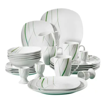 MALACASA Aviva Porcelain China Dinnerware Set - Service for 12