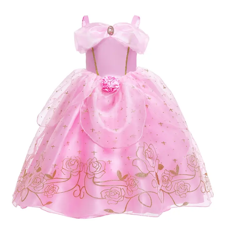 Vestido de princesa para niña, ropa de fiesta de fantasía de verano, disfraz de Aurora, Rapunzel, Cenicienta, Bella Durmiente, Carnaval y Navidad - 9