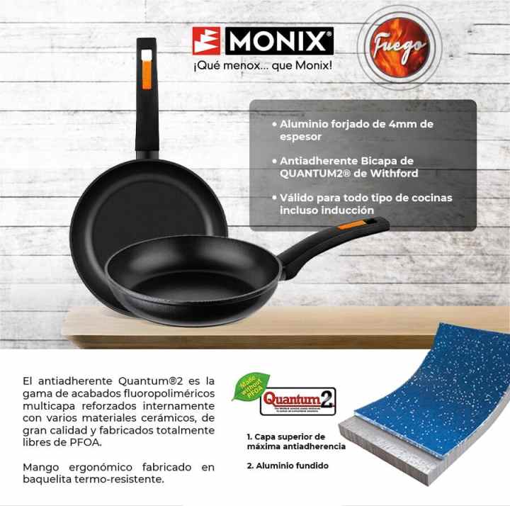 Monix Mineral - Lote Set 3 Sartenes 18, 22 y 26 cm, Aluminio Forjado,  Cocina Gas, Vitrocerámica Inducción, Textura Rugosa