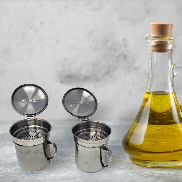PACK 2 Aceitera aceite usado para cocina de 800ml con filtro de aceite. Grasera  aceite usado de acero inoxidable para carne y pescado. Recipiente para  reciclaje de aceite con capacidad de 800ml. 