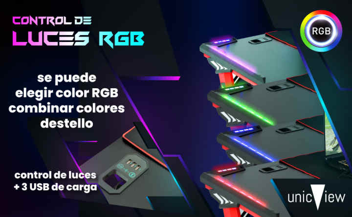 Mesa gaming RGB LED esquinera 140cm > Cables y accesorios > Mesa