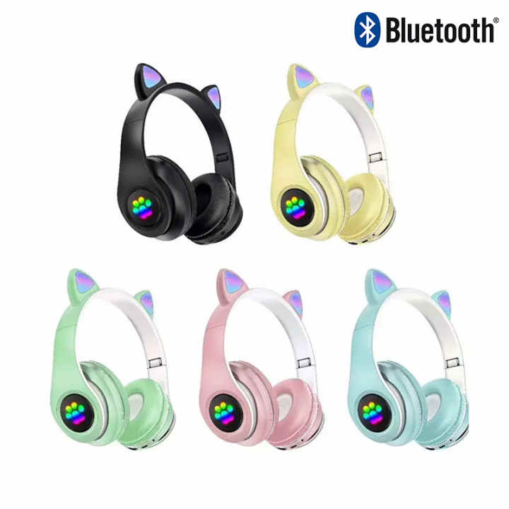 Auriculares inalámbricos para niños, auriculares inalámbricos con luz LED  Bluetooth para niñas con micrófono, auriculares sobre la oreja para la