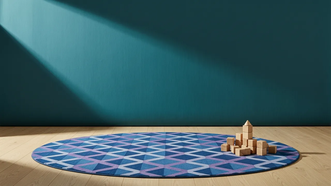 Alfombra Redonda Azul y Morada: Guía de Tamaño y Combinación para el Cuarto Infantil